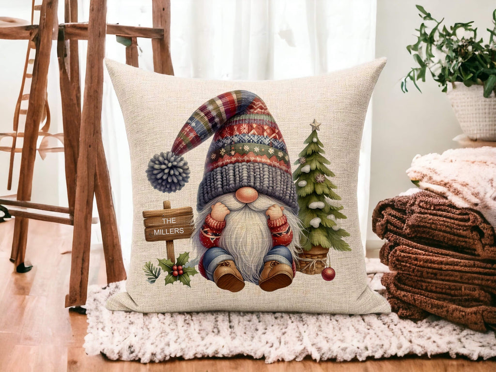 Personalized Winter Gnome Pillow | Cute Holiday Gnome Pillow Cover | Winter Gift