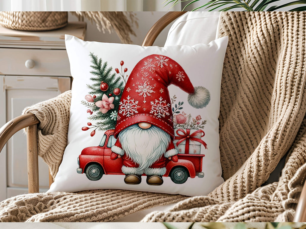 Gnome Christmas Throw Pillow | Holiday Home Decor | Christmas Gift | Gnome Lover Gift