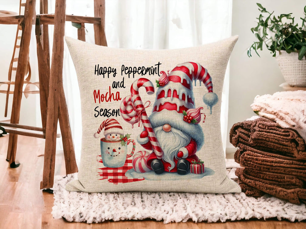 Holiday Gnome Pillow with Peppermint - Christmas Gnome Gift - Gnome Christmas Decor