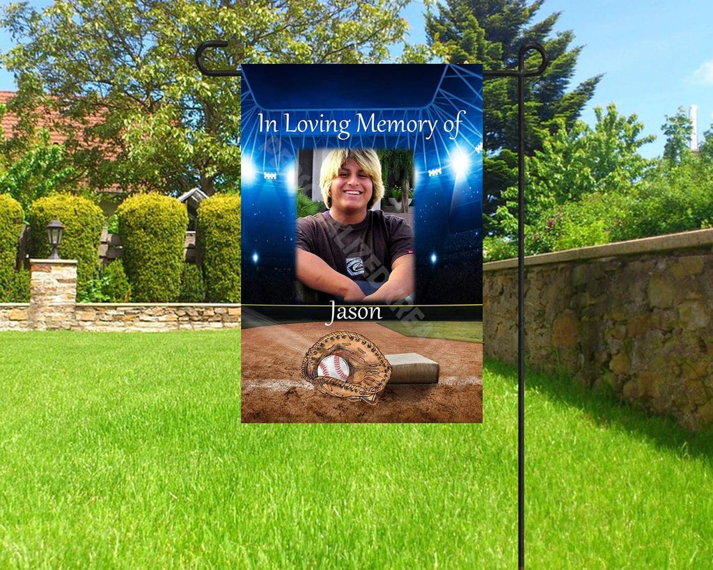 Personalized Kreation Memorial Flags 12x18 1 Sided Flag Baseball Personalized In Memorial Flag | Cemetery Decoration | In Heaven Memorial Photo Flag | Cemetery Decor