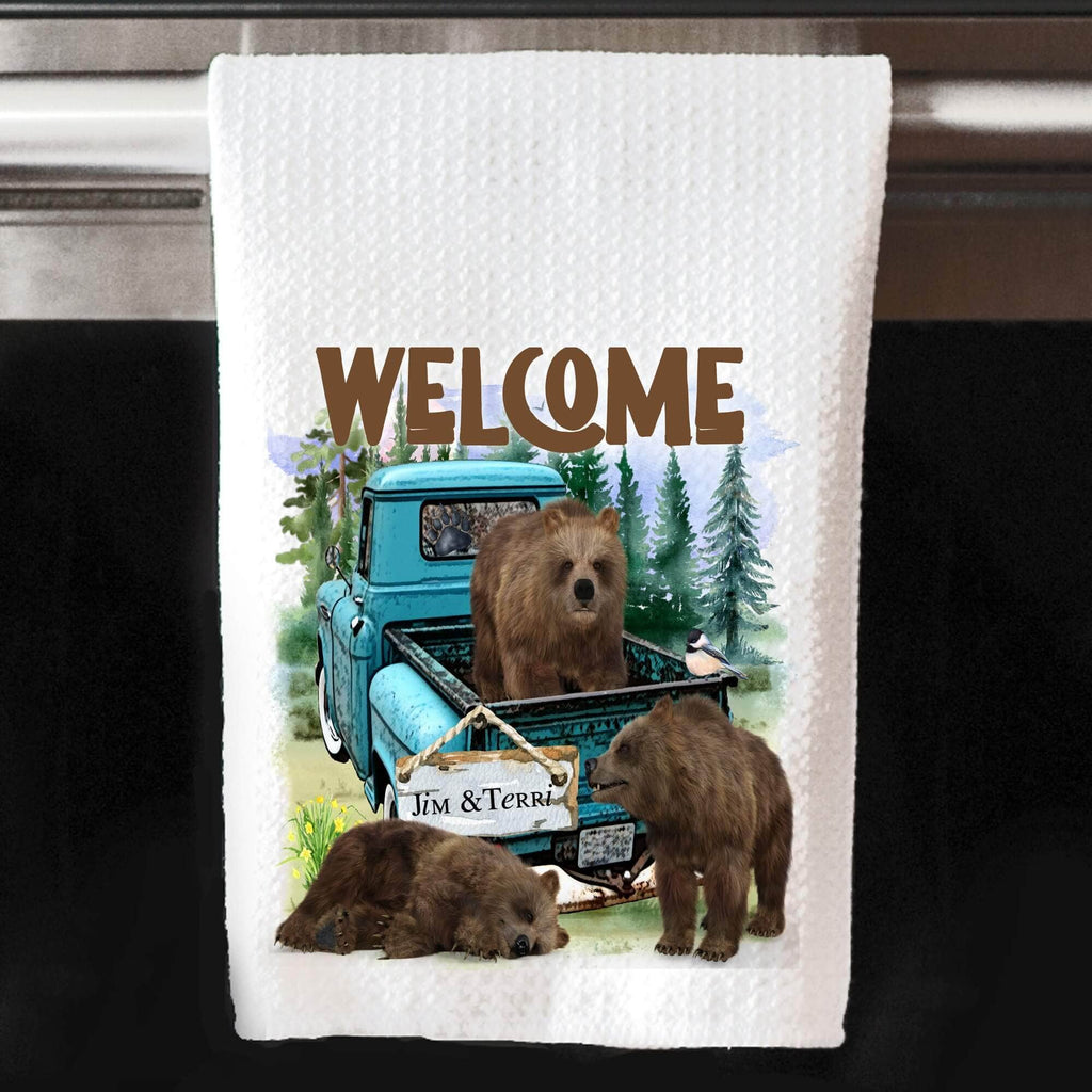 personalizedkreation-7068 Kitchen Towels/Decor Bear Camper Welcome Towel | RV Kitchen Decor | Bear Kitchen Dish Cloth