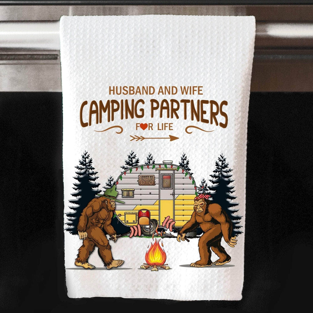 personalizedkreation-7068 Camping Bigfoot Camper Kitchen Towel | RV, Camper Decor | Sasquatch Dish Cloth