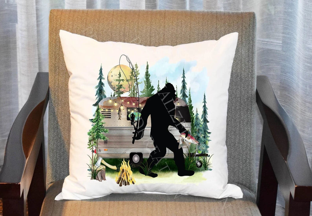 Personalized Kreation Camping Bigfoot Camping Pillow Cover | Big Foot Pillow Cover | Camper Decor | RV Decor