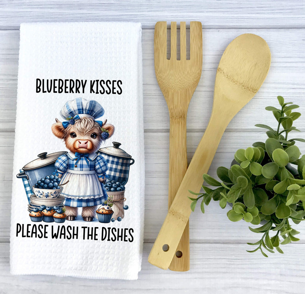 Adorable Blueberry Cow Kitchen Towel | Quirky Farmhouse Decor | .Cute Dish Towel