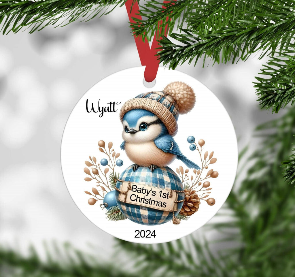 Personalized Babys 1st Christmas Ornament |  Christmas Blue Jay Ornament | Holiday Gift