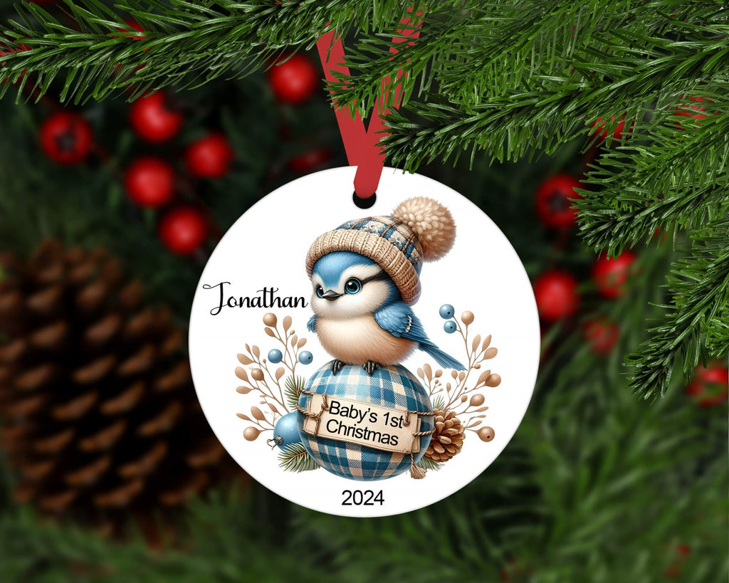 Personalized Babys 1st Christmas Ornament |  Christmas Blue Jay Ornament | Holiday Gift