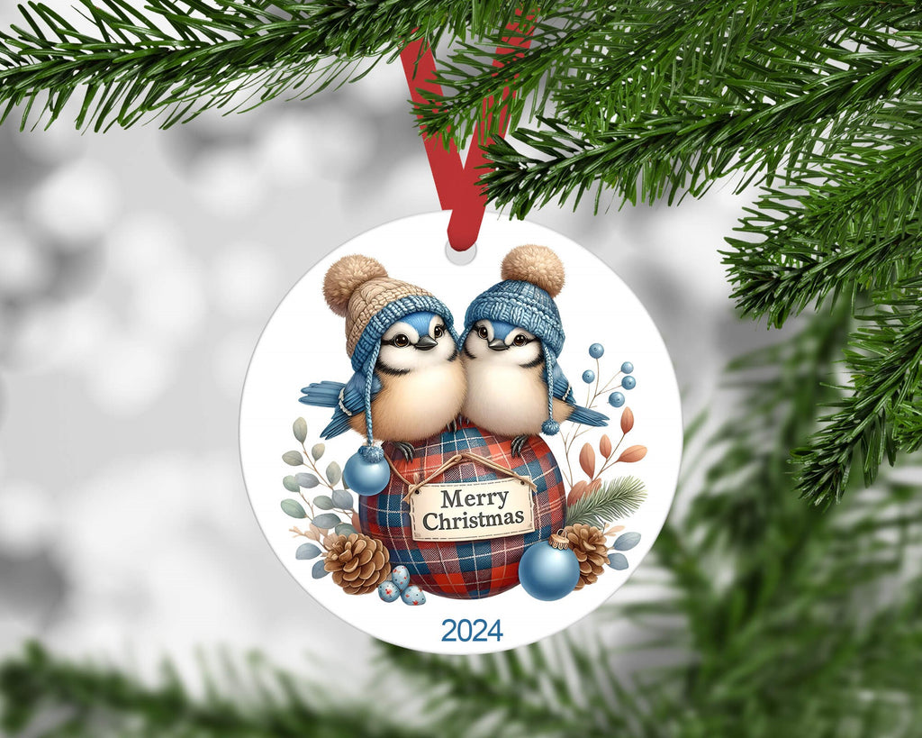 Year Christmas Ornament with Blue Jay | Holiday Ornament Gift | Christmas Tree Decor