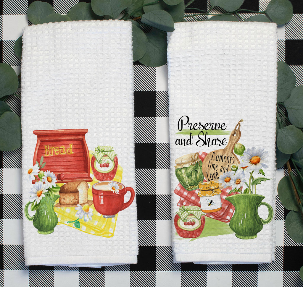 personalizedkreation - Kitchen Towels/Decor Set of the 2 Farmhouse Kitchen Towel Set | Preserve Moments Kitchen Towels