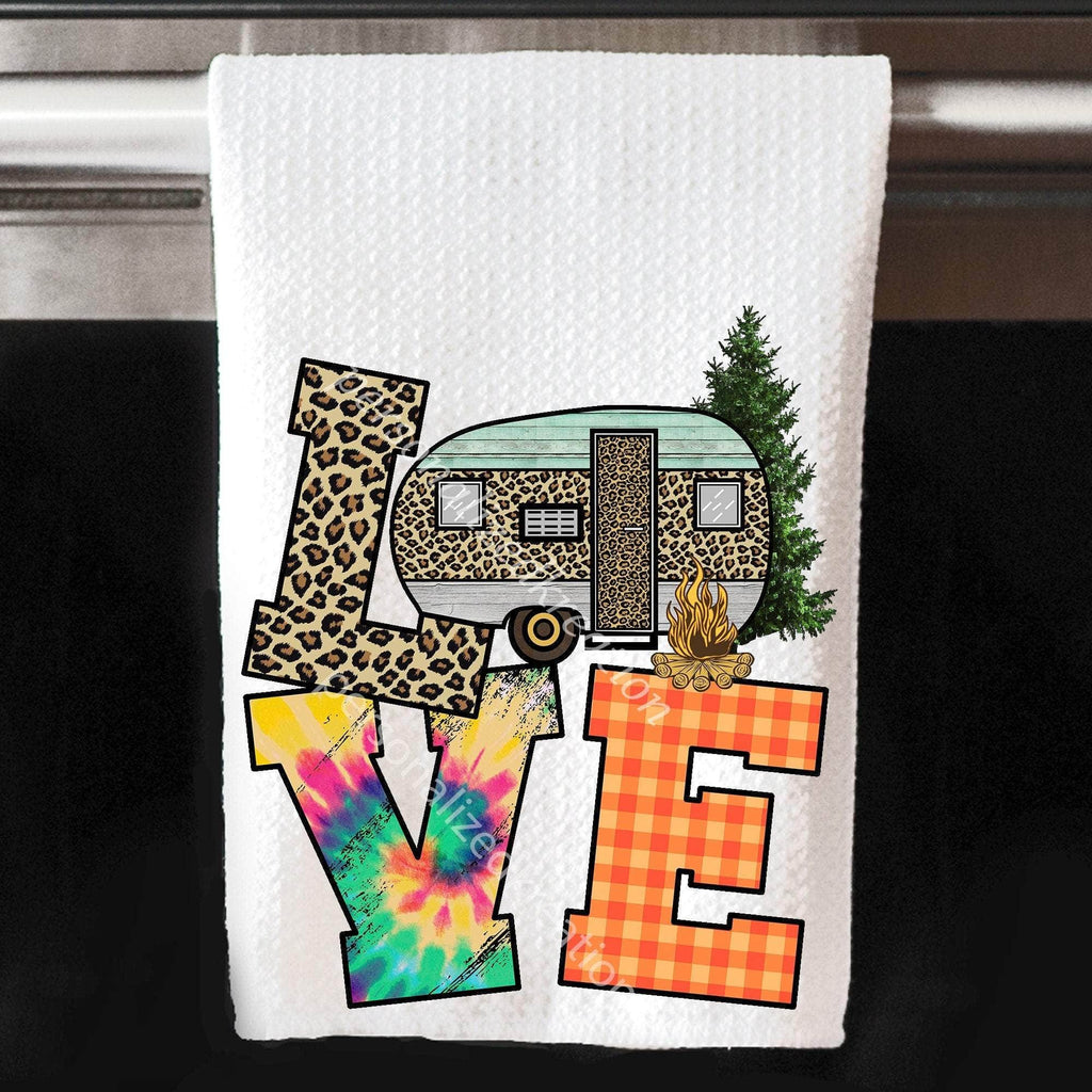 personalizedkreation-7068 Camping Camper Kitchen Towel | RV Decor | Hippie Decor