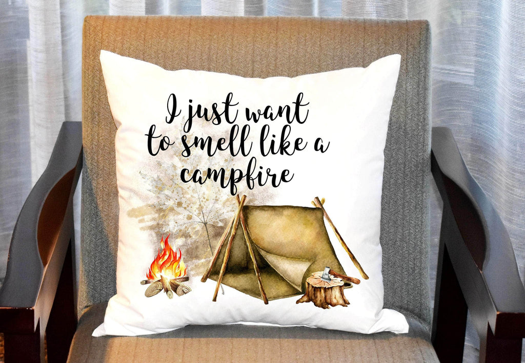 personalizedkreation-7068 Camping Canvas / Script Campfire Camping Pillow Cover | Personalized Kreation