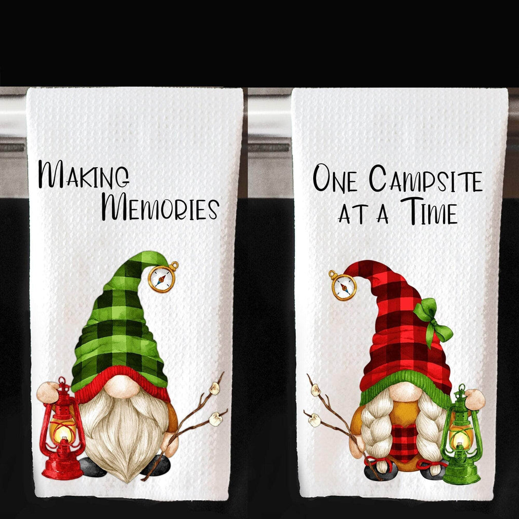 Gnome Christmas Tree Personalized Waffle Weave Microfiber Kitchen Towel