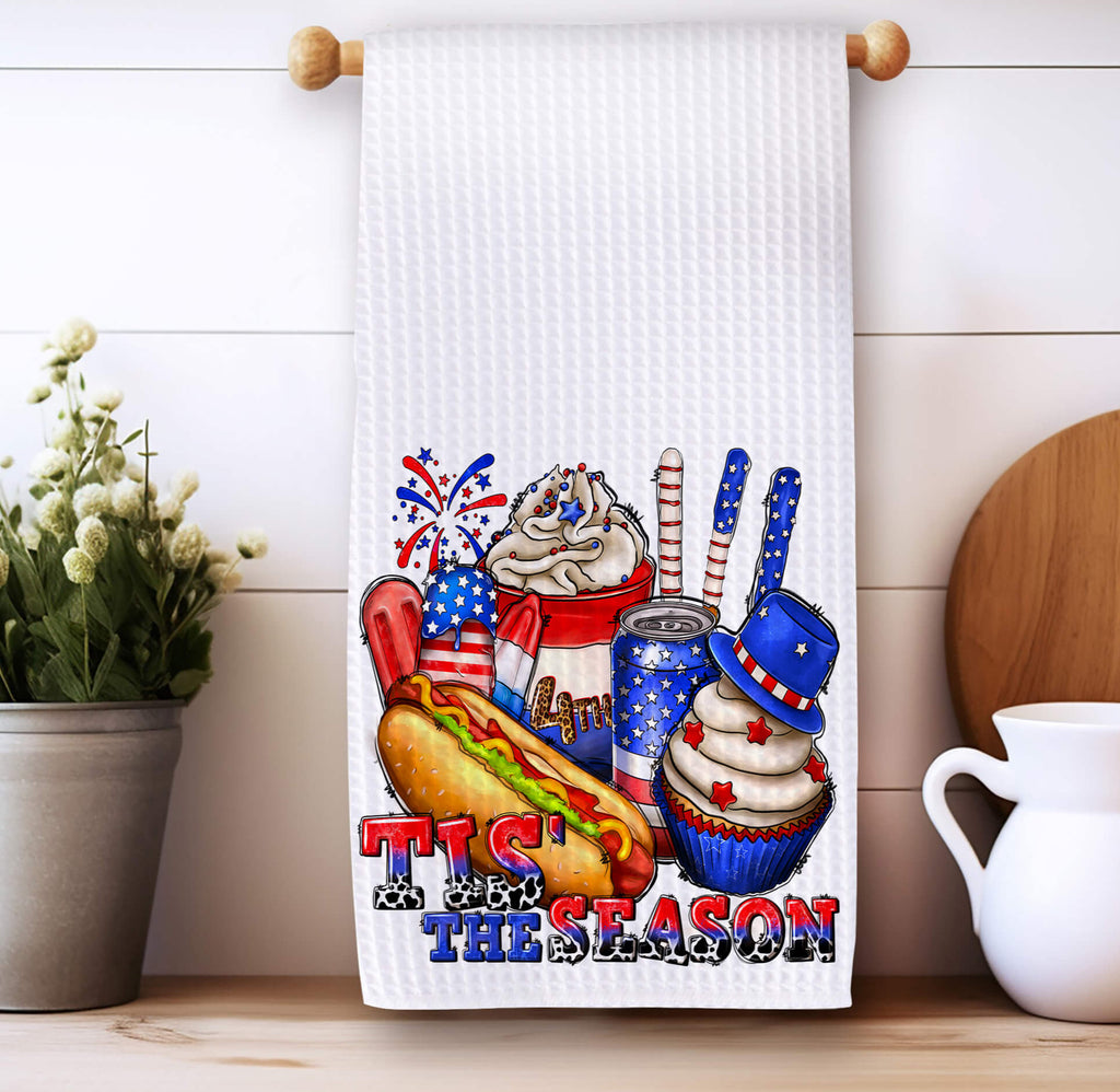 Celebrate Independence Day in style with this Patriotic 4th of July Kitchen Towel featuring a festive red, white, and blue design perfect for summer gatherings. Whether you're hosting a BBQ, picnic, or simply want to add some patriotic charm to your kitchen, this Independence Day dish towel is a must-have - Personalized Kreation