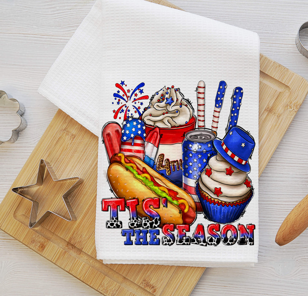 Celebrate Independence Day in style with this Patriotic 4th of July Kitchen Towel featuring a festive red, white, and blue design perfect for summer gatherings. Whether you're hosting a BBQ, picnic, or simply want to add some patriotic charm to your kitchen, this Independence Day dish towel is a must-have - Personalized Kreation