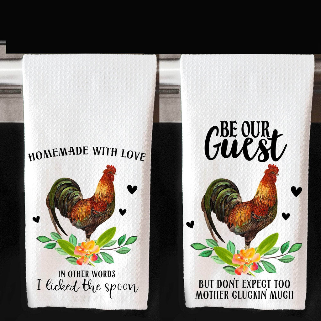 personalizedkreation-7068 Set of the 2 towels Chicken Farmhouse Kitchen Towel | Chicken Kitchen Decor