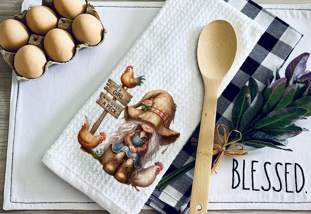 Charming Farmhouse Kitchen Towel - Rustic Home Decor - Cute Chicken Dish Towel