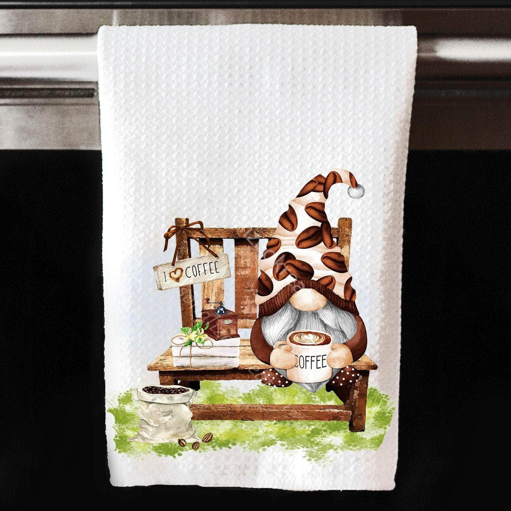 personalizedkreation-7068 Kitchen Towels/Decor No text Coffee Gnome Kitchen Towel  | Personalized Coffee Dish Cloth | Personalized Kreation