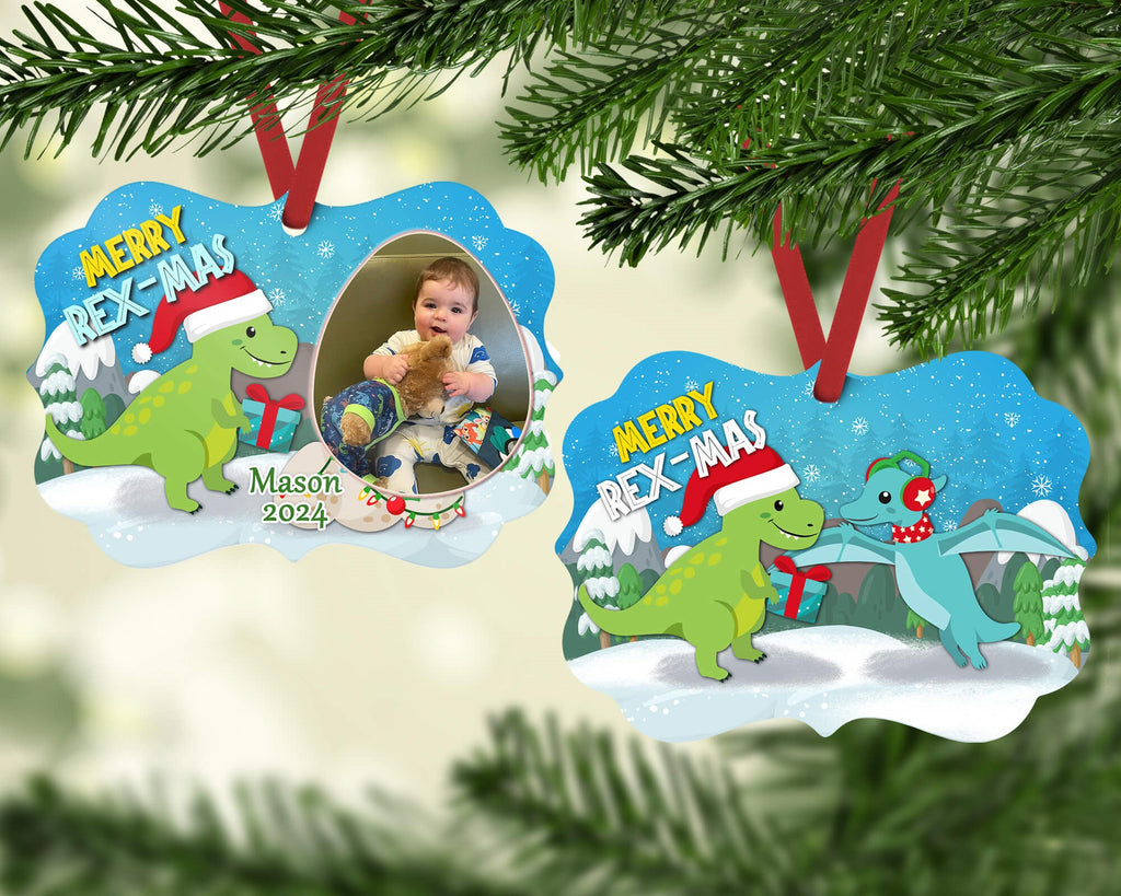 Photo Christmas Dinosaur Kids Ornament | Personalized Ornament For Kids | Christmas Gift