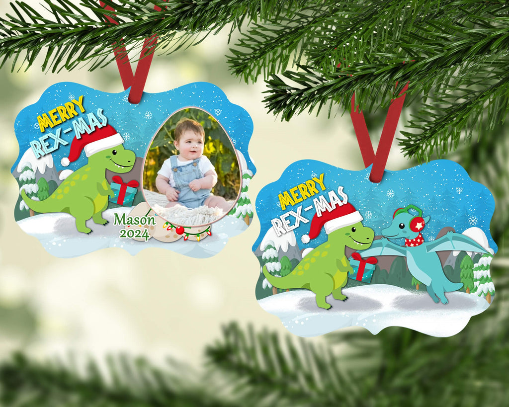 Photo Christmas Dinosaur Kids Ornament | Personalized Ornament For Kids | Christmas Gift