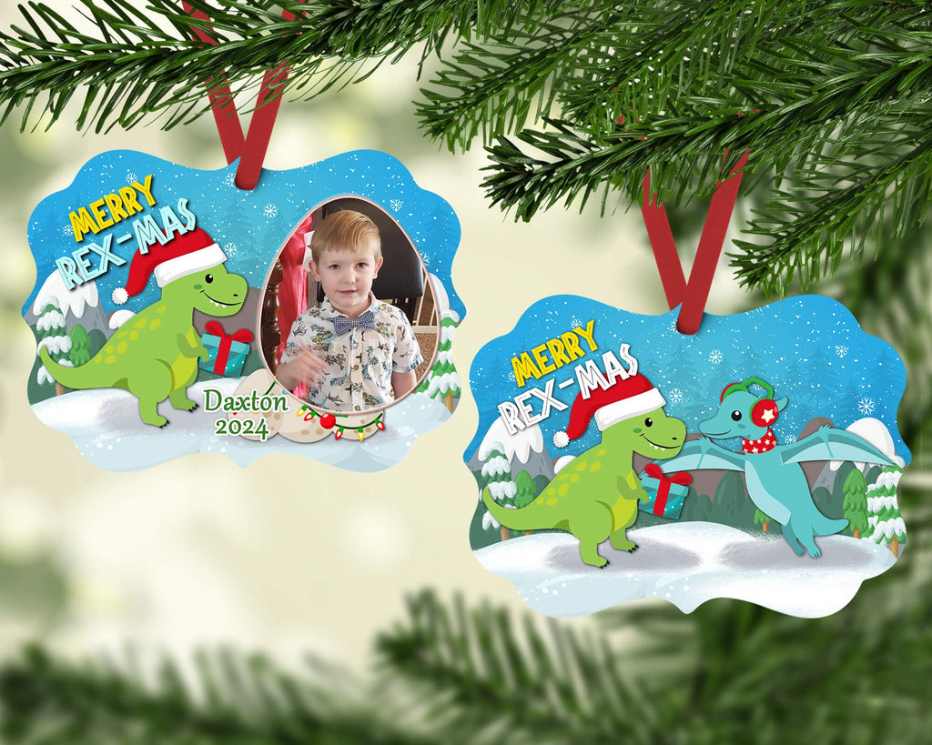 Photo Christmas Dinosaur Kids Ornament | Personalized Ornament For Kids | Christmas Gift