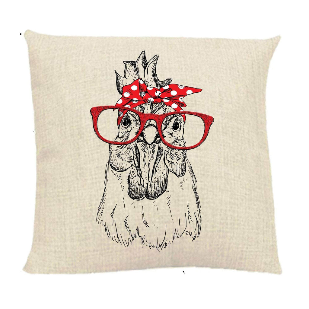 personalizedkreation-7068 Pillow Cover Natural Canvas Farmhouse Chicken Home Decor | Funny Chicken Toss Pillow Cover