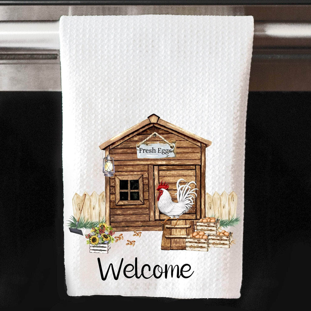 personalizedkreation-7068 Kitchen Towels/Decor Farmhouse Personalized Kitchen Towel | Chicken House Dish Cloth | Chicken Decor |