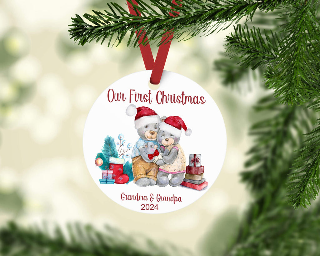 Personalized Our First Christmas Ornament 2024 | Custom Grandparents Keepsake Gift 