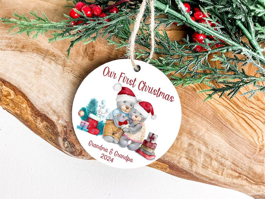 Personalized Our First Christmas Ornament 2024 | Custom Grandparents Keepsake Gift 