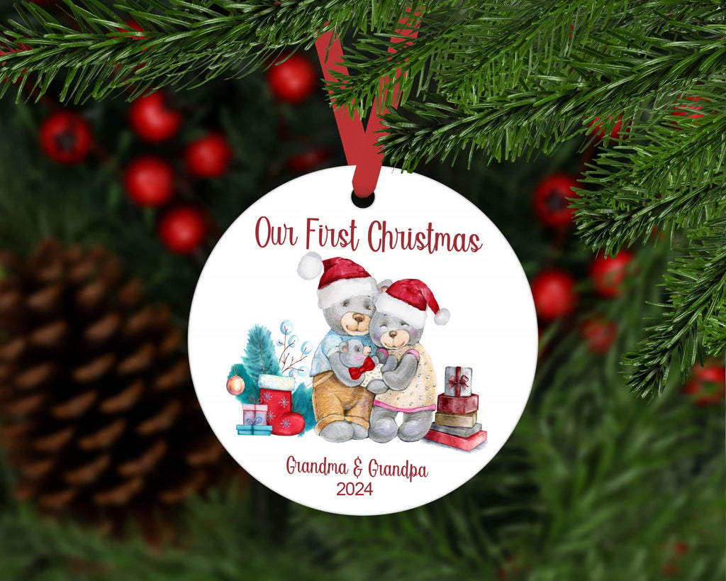 Personalized Our First Christmas Ornament 2024 | Custom Grandparents Keepsake Gift 