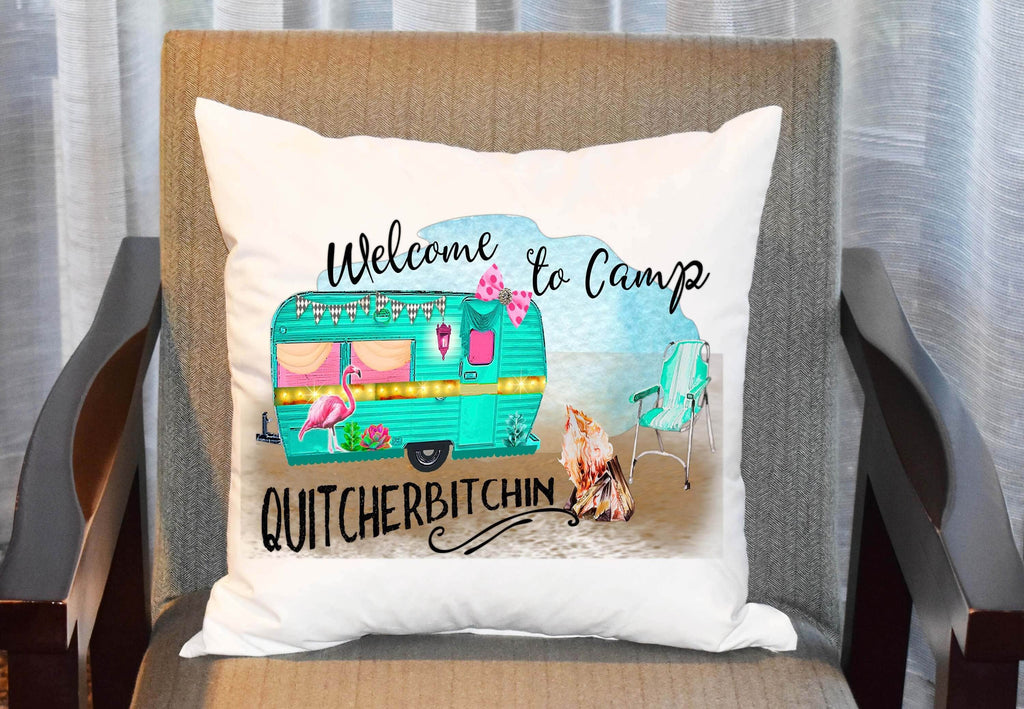 personalizedkreation-7068 Camping Funny Travel Trailer Camper Pillow | Camper Pillow Cover | Camping Gifts