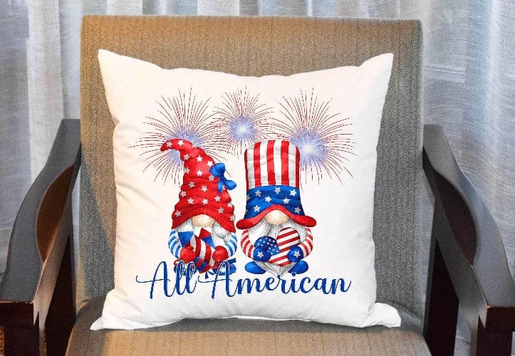 personalizedkreation-7068 Pillow Cover Gnome Fireworks Patriotic Pillow Cover | July 4th Gnome Pillow