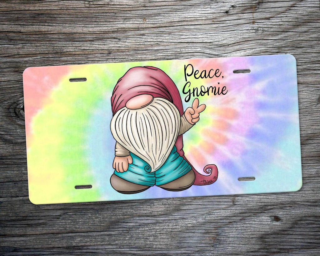 personalizedkreation-7068 License Plate Gnome Front License Plate | Peace Hippy License Plate