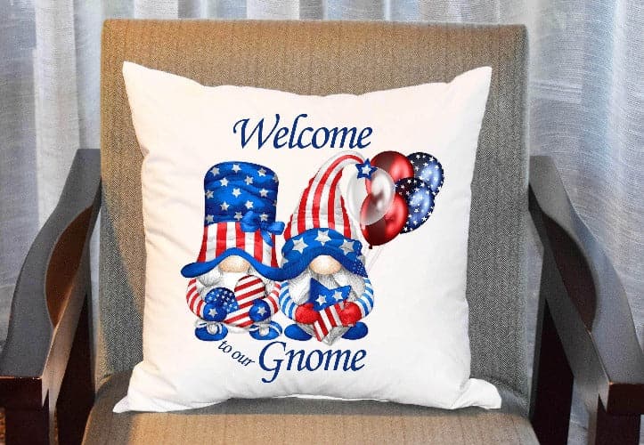 personalizedkreation-7068 Pillow Cover Gnome Patriotic Pillow Cover | July 4th Gnome Pillow,