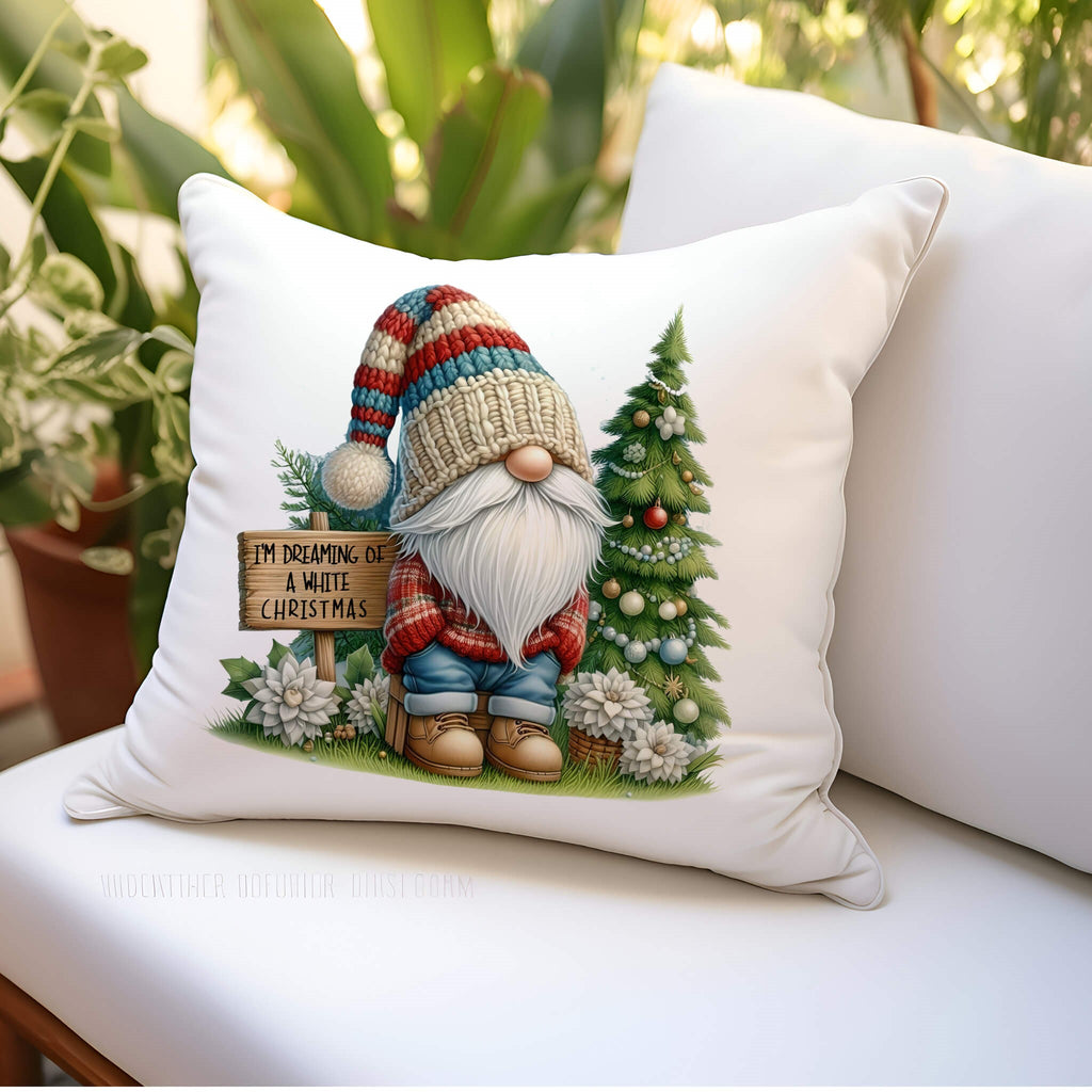 Cute Winter Holiday Gnome Pillow | Christmas Gnome Pillow Cover