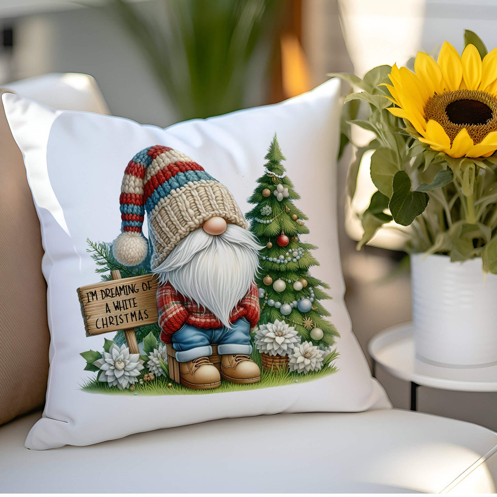 Cute Winter Holiday Gnome Pillow | Christmas Gnome Pillow Cover