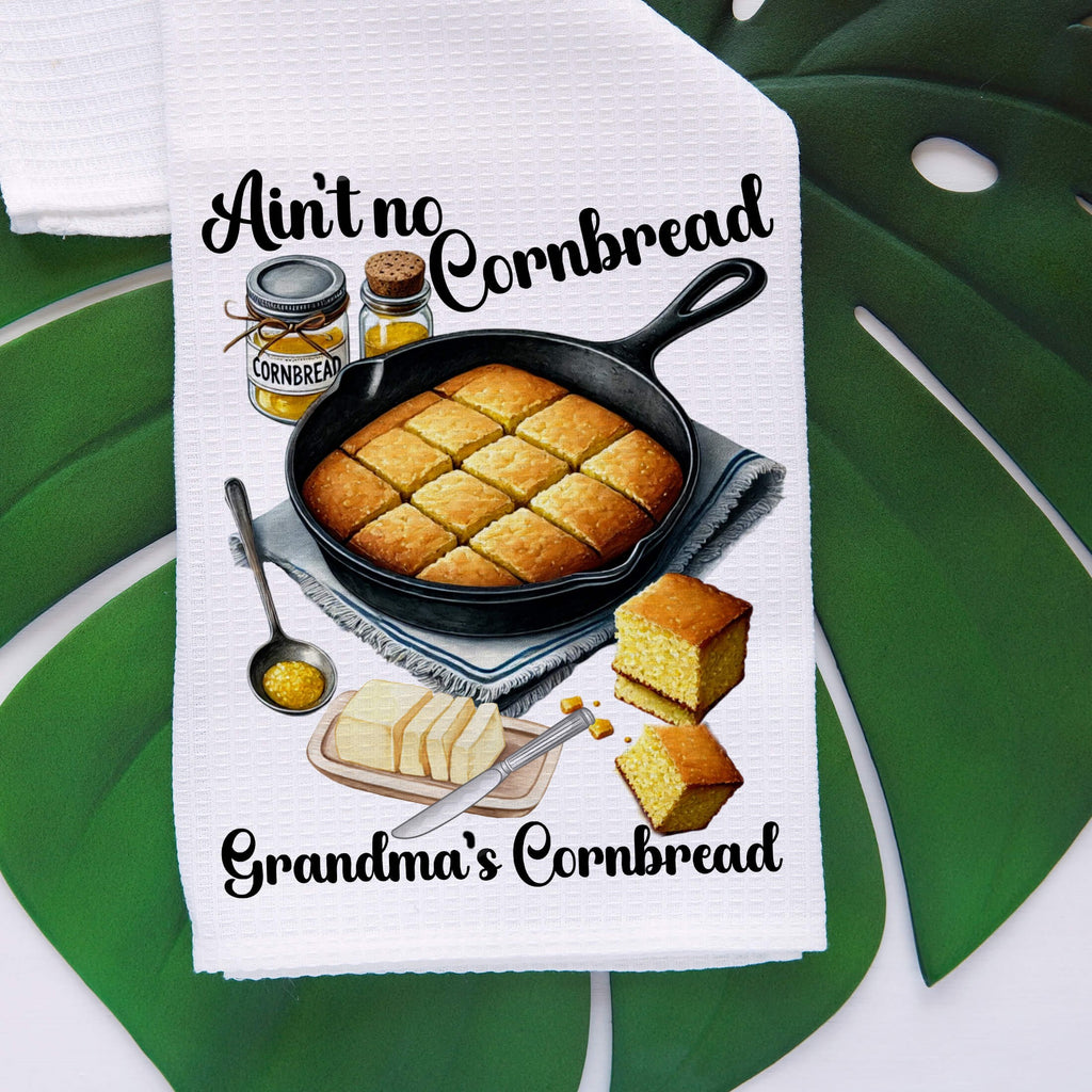 Grandma's Cornbread Kitchen Towel - Rustic Decor Gift - Cute Cornbread Dishcloth