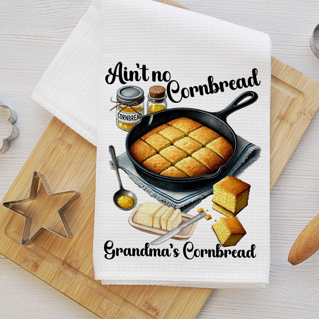 Grandma's Cornbread Kitchen Towel - Rustic Decor Gift - Cute Cornbread Dishcloth