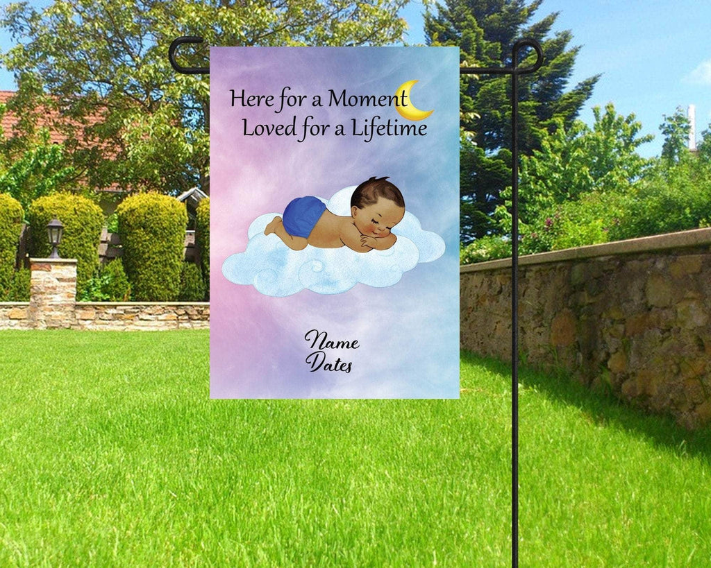 personalizedkreation-7068 Memorial Flags Medium Skin Dark Hr / 12x18&quot; 1 Sided Infant Loss In Memory Flag | Newborn Loss Personalized Flag | Cemetery Decoration