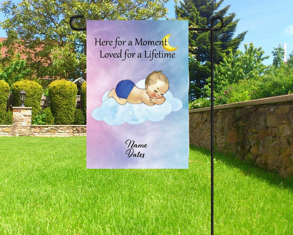 personalizedkreation-7068 Memorial Flags Blond Hair / 12x18&quot; 1 Sided Infant Loss In Memory Flag | Newborn Loss Personalized Flag | Cemetery Decoration
