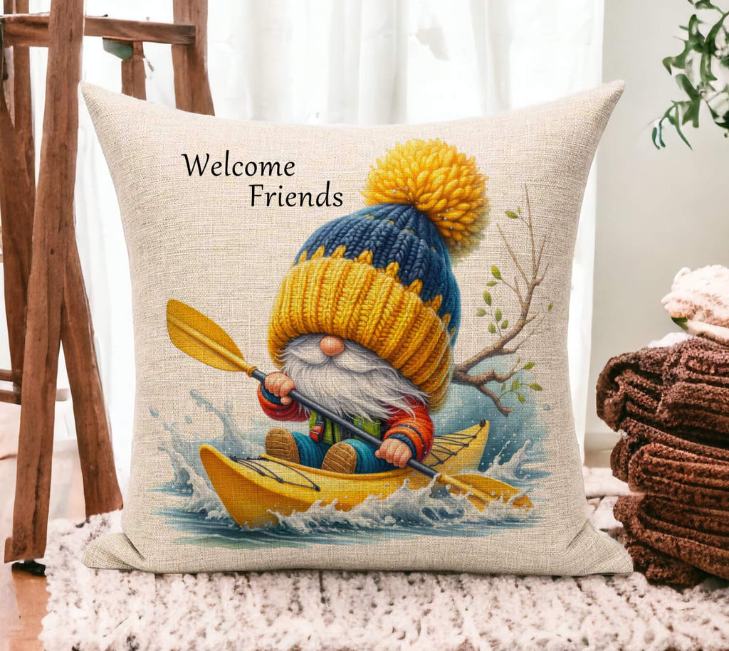 Go With The Flow Kayak Gnome Pillow – Adventure-Themed Cushion, Nautical Home Decor, Paddling Enthusiast Gift, River Rafting Throw Pillow, Lake House Accent, Cozy Boho Camping Pillow, Canoeing Home Decor, Whimsical Outdoor Adventure Cushion - Personalized Kreation