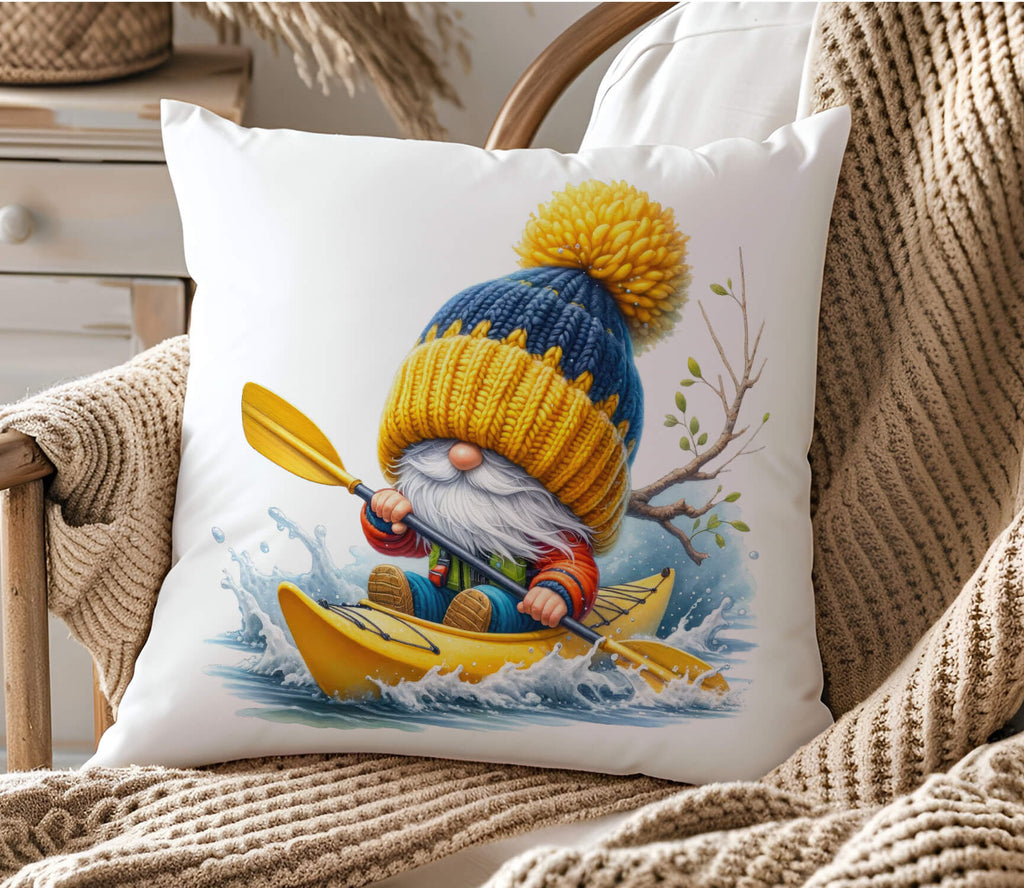 Go With The Flow Kayak Gnome Pillow – Adventure-Themed Cushion, Nautical Home Decor, Paddling Enthusiast Gift, River Rafting Throw Pillow, Lake House Accent, Cozy Boho Camping Pillow, Canoeing Home Decor, Whimsical Outdoor Adventure Cushion - Personalized Kreation