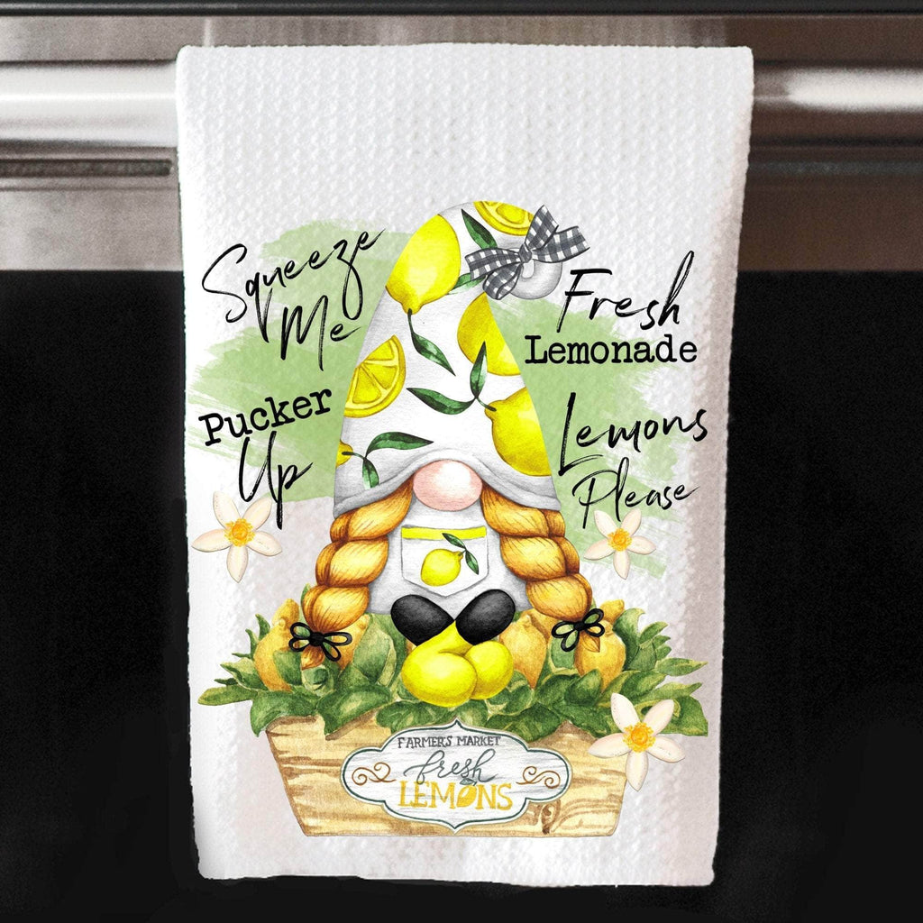 personalizedkreation-7068 Kitchen Towels/Decor Squeeze Me Basket Lemon Gnome Kitchen Towel | Lemonade Kitchen Towel | Gnome Kitchen Decor