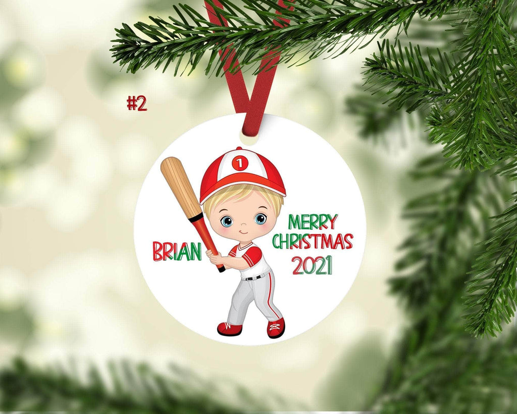 personalizedkreation-7068 Ornament #2 Blond Hair Personalized Baseball Ornament | Ornament For Kids | Gifts For Children