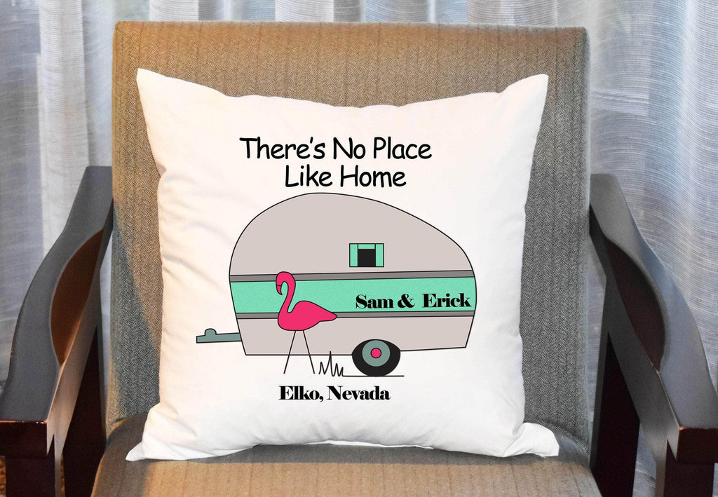 personalizedkreation-7068 Camping Personalized Camping Flamingo Pillow Cover | Personalized Happy Camper Pillow