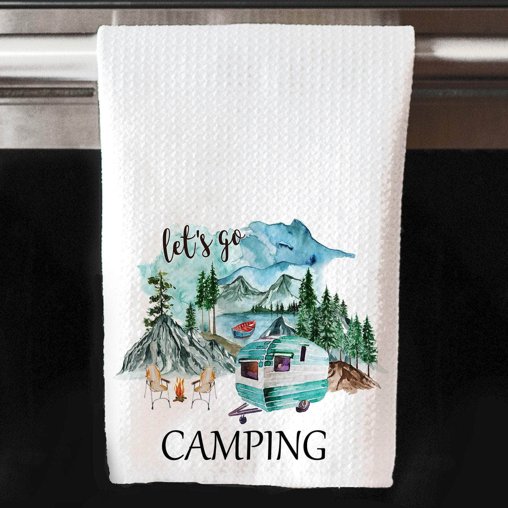 personalizedkreation-7068 Camping camping / color Personalized Camping Towel | Camper Kitchen Towel | Lets Go Camping Towel