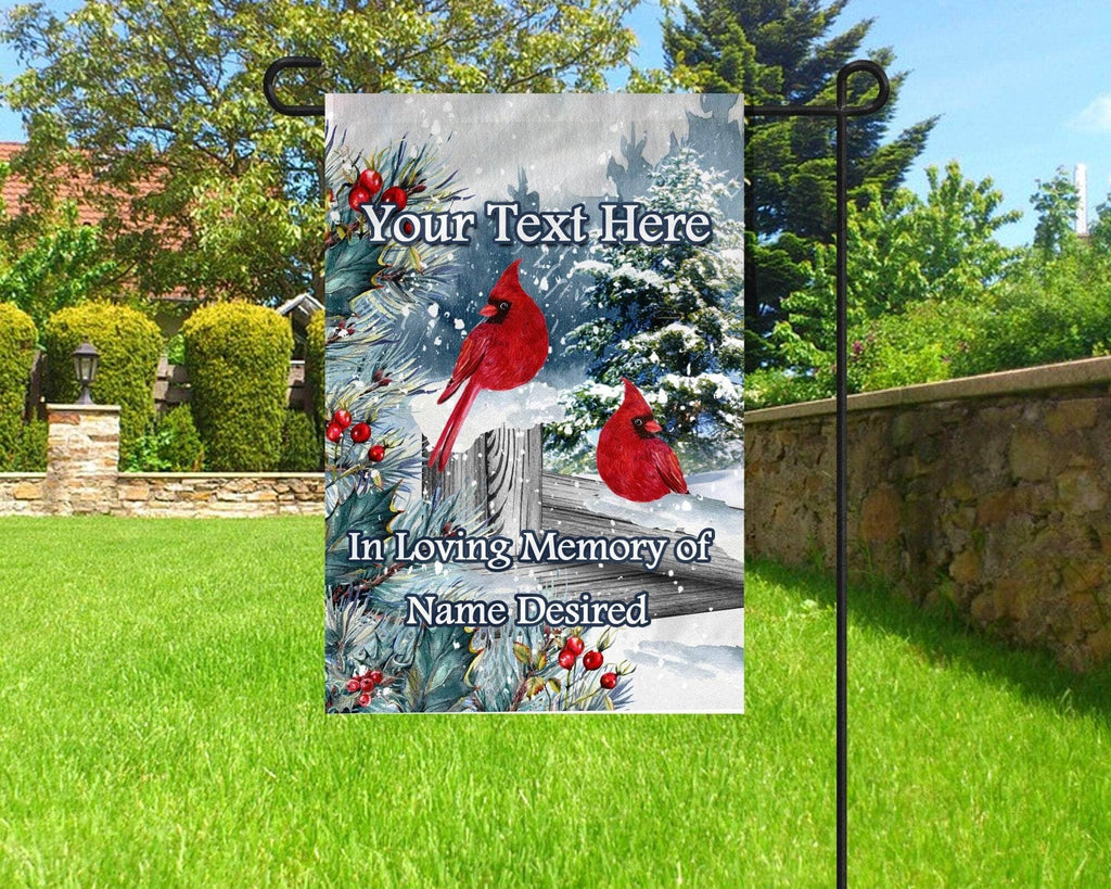 personalizedkreation-7068 memorial flag 11x16 2 sided / Print Font Personalized Christmas Memorial Photo Flag | Cardinal Christmas in Heaven | Cemetery Decor