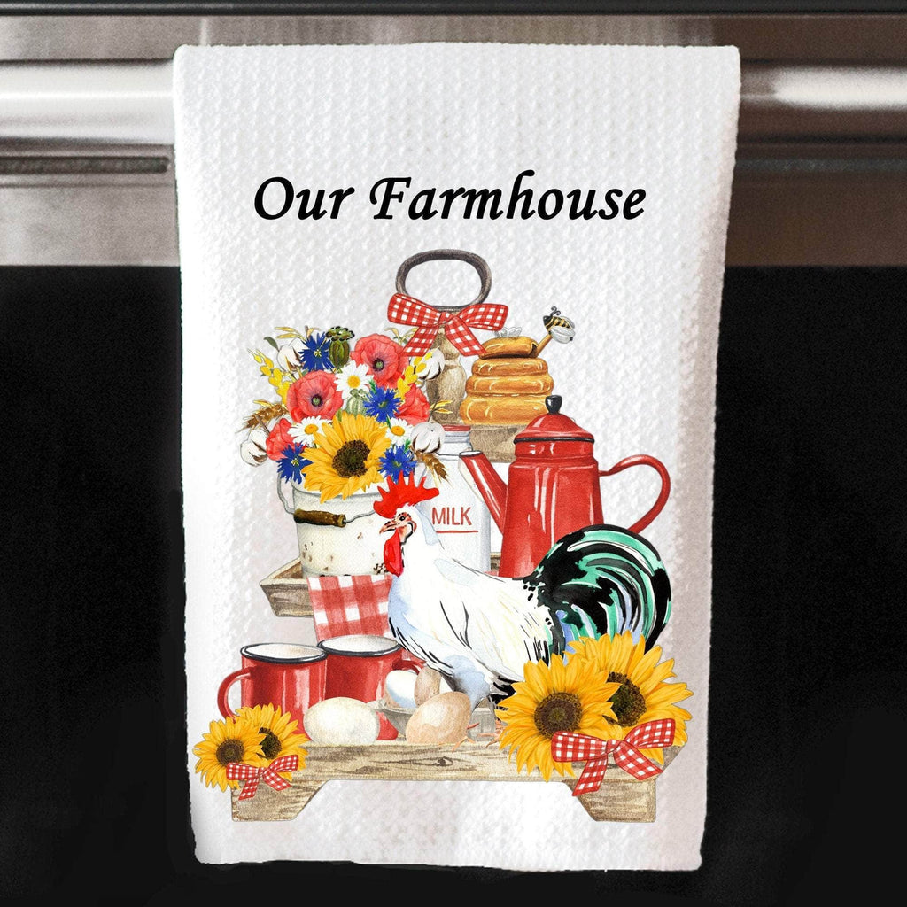 personalizedkreation-7068 Kitchen Towels/Decor Personalized Farmhouse Kitchen Towels | Farmhouse Kitchen Linen | Tiered Tray Dish Cloth