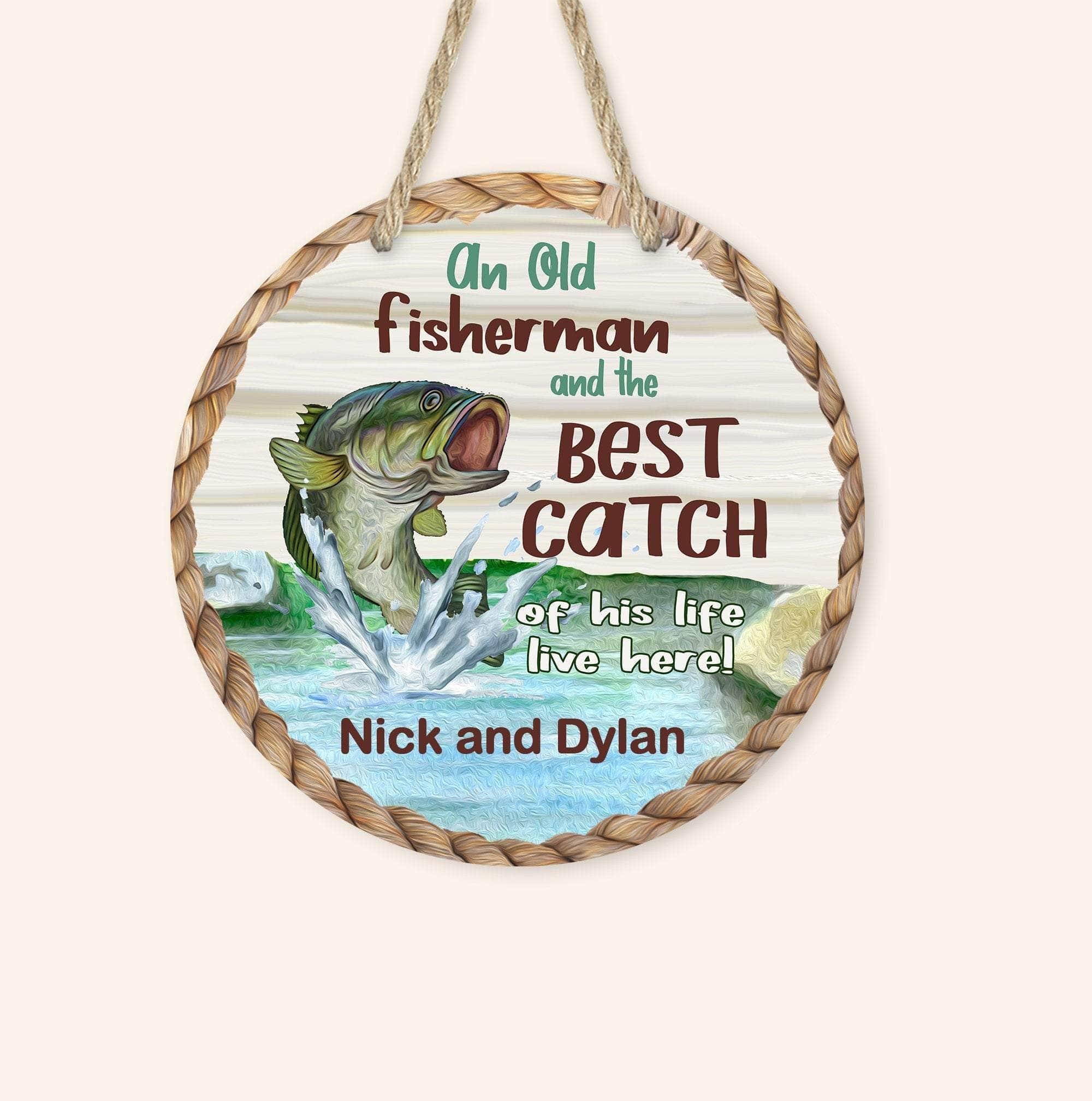 Personalized Fishing Door Hanger | Fisherman Sign | Personalized Fishing  Couple Gifts