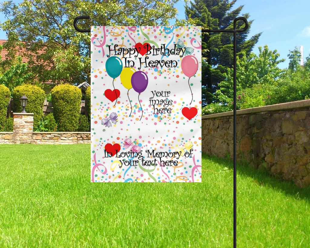 personalizedkreation-7068 Memorial Flags Personalized Heavenly Birthday Flag | Cemetery Decoration | Birthday In Heaven