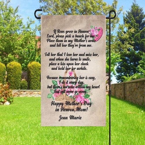 personalizedkreation-7068 Memorial Flags 12x18 1 sided Personalized In Memory Mom Garden Flag | Mothers Day Cemetery Decoration