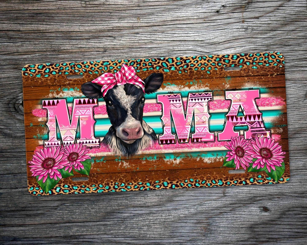 personalizedkreation-7068 License Plate Mama Cow License Plate | Mom License Plate | Custom Car Tag